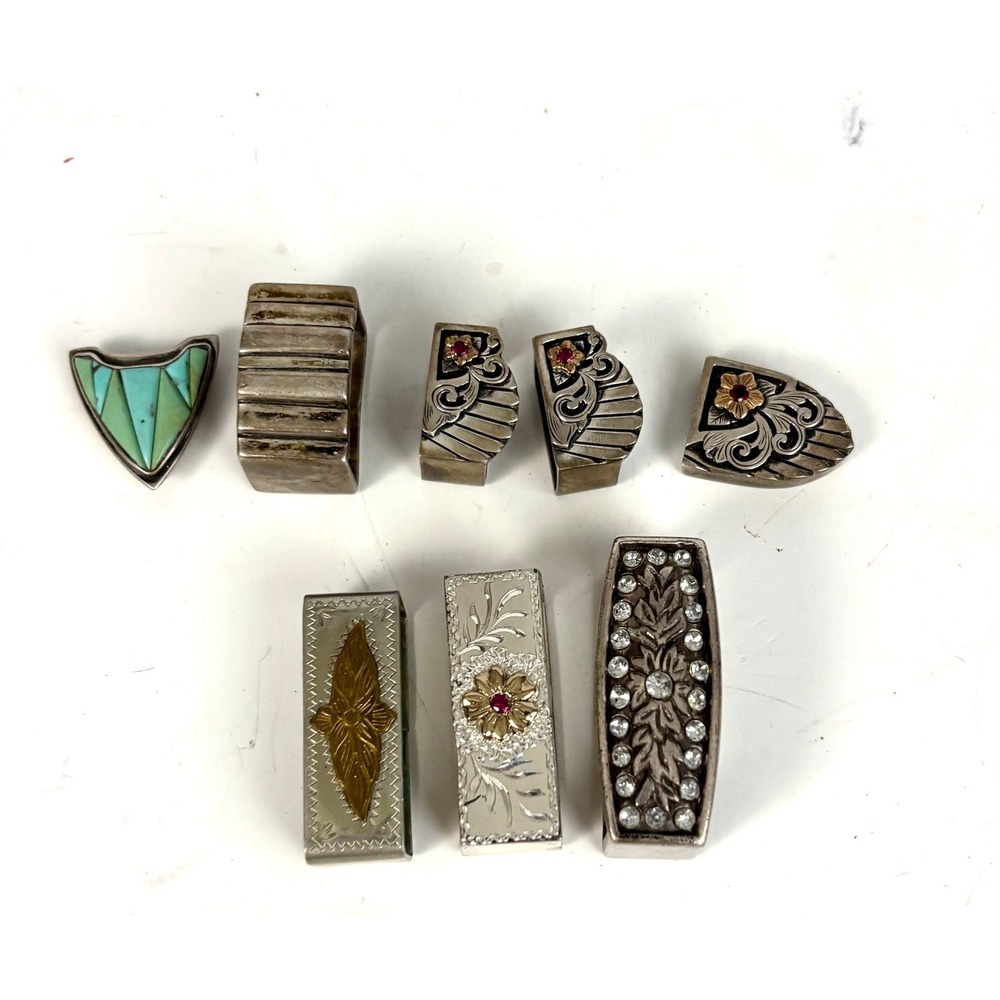 Vtg Western Ranger Belt Parts Sterling Silver Lot‎ Turquoise Gold Mixed Metals
